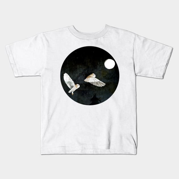 Barn Owls Kids T-Shirt by KatherineBlowerDesigns